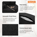 360° Swivel Accent Barrel Chair with Removable Pillows, Black Chenille, 56.3x56.3x36.5 inches