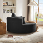 360° Swivel Accent Barrel Chair with Removable Pillows, Black Chenille, 56.3x56.3x36.5 inches