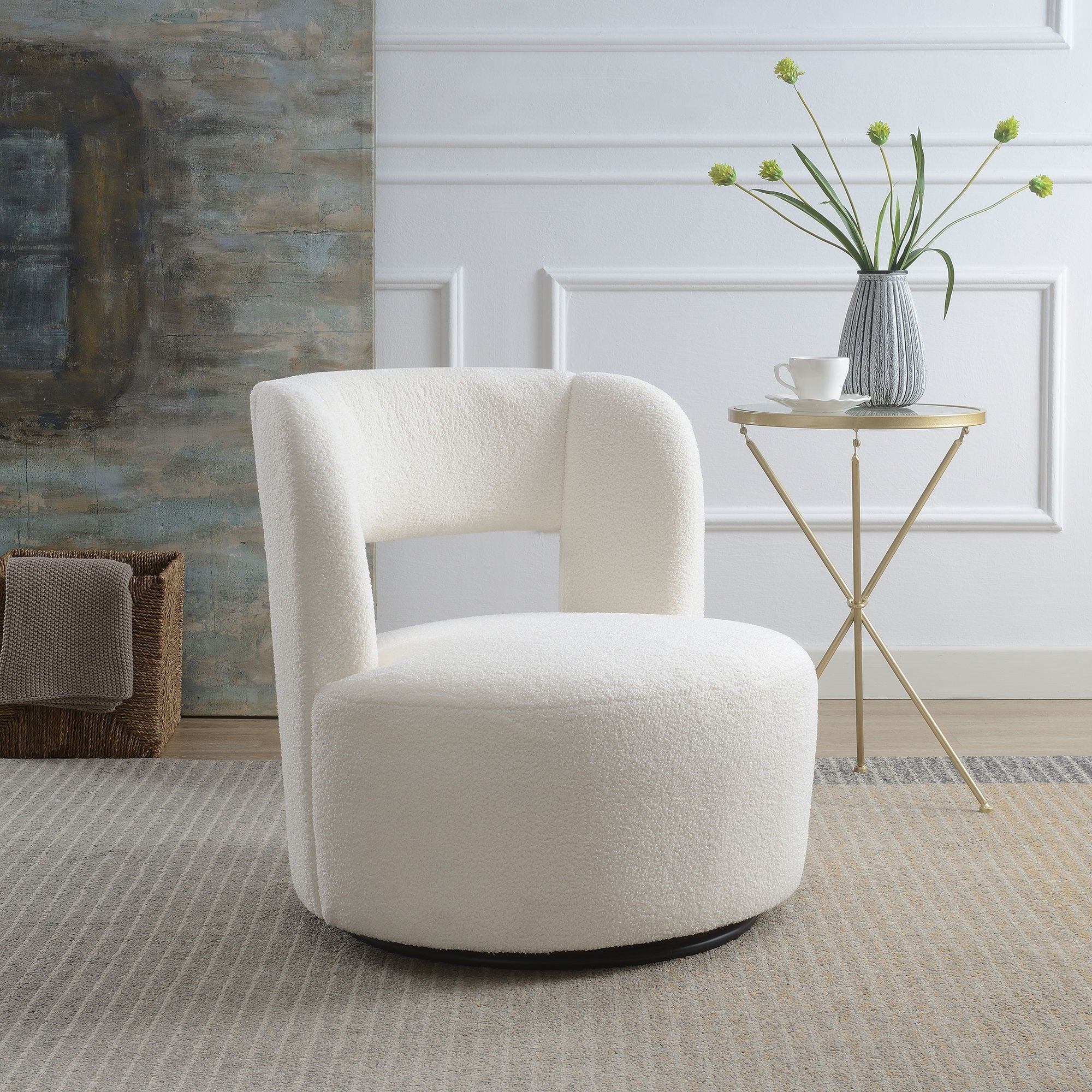 Swivel Teddy Barrel Chair
