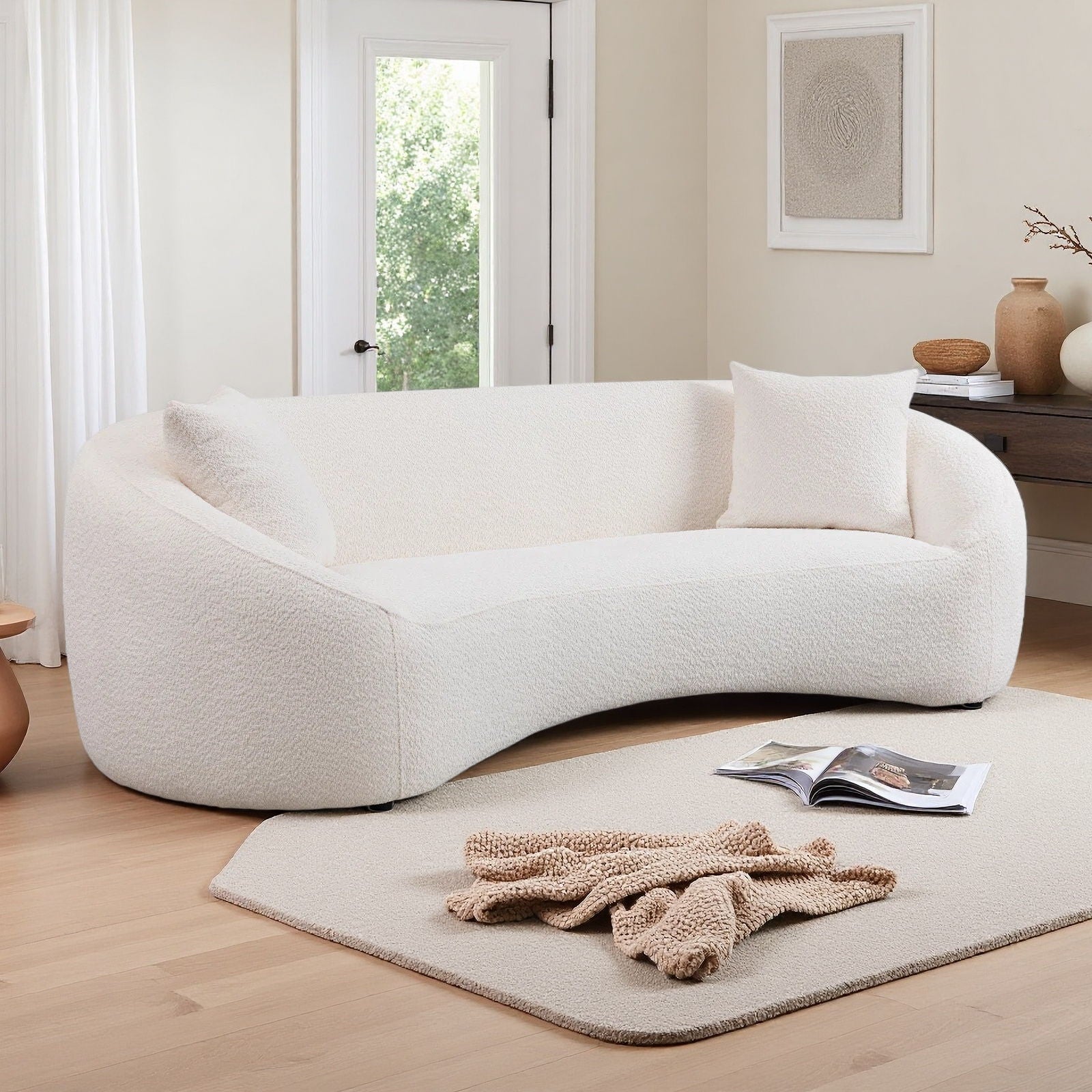 Curved 3 Seater Sofa White