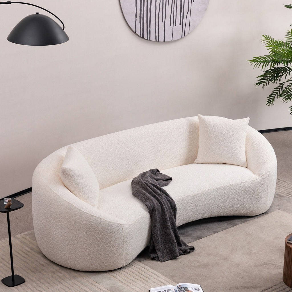 Curved 3 Seater Sofa White