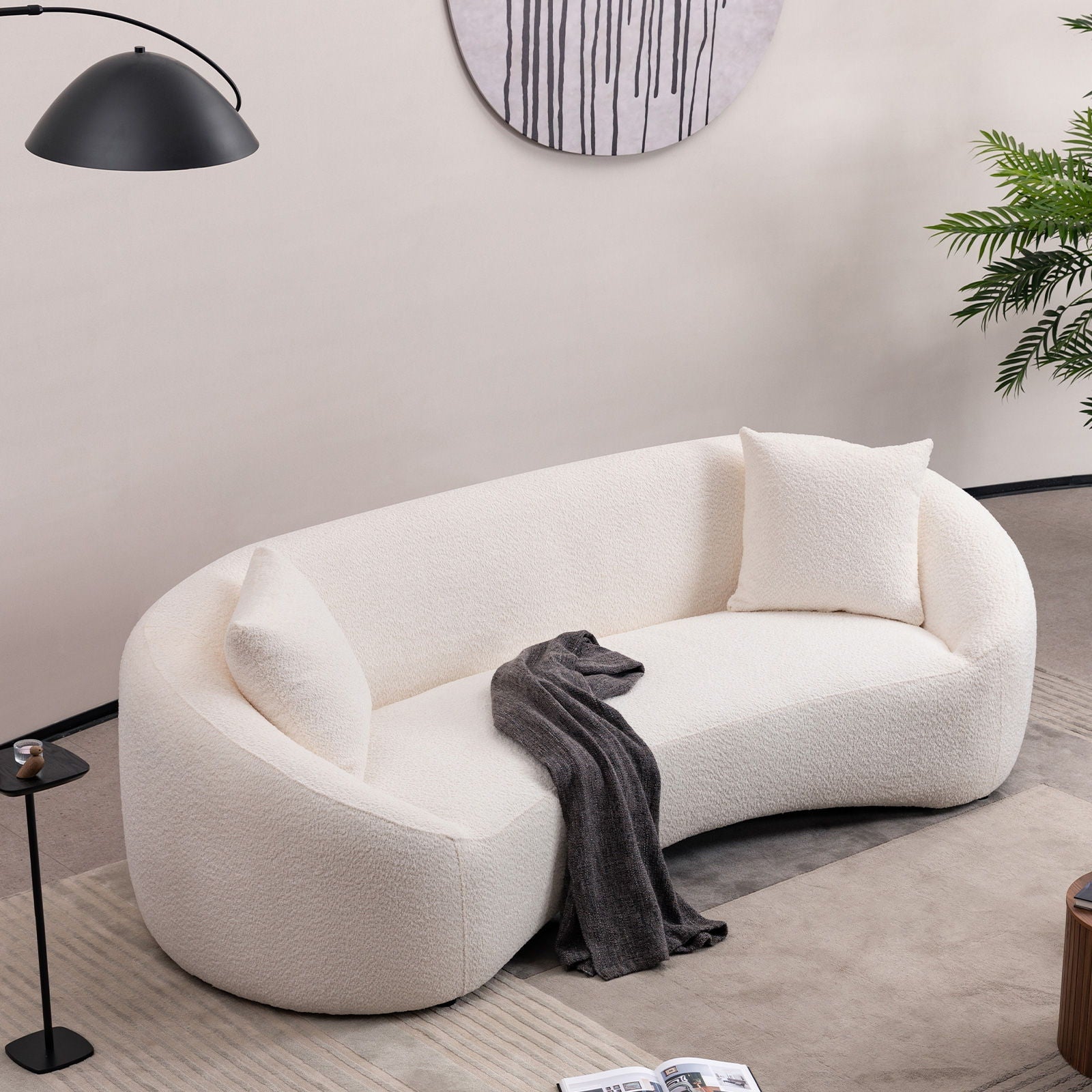 Curved 3 Seater Sofa White