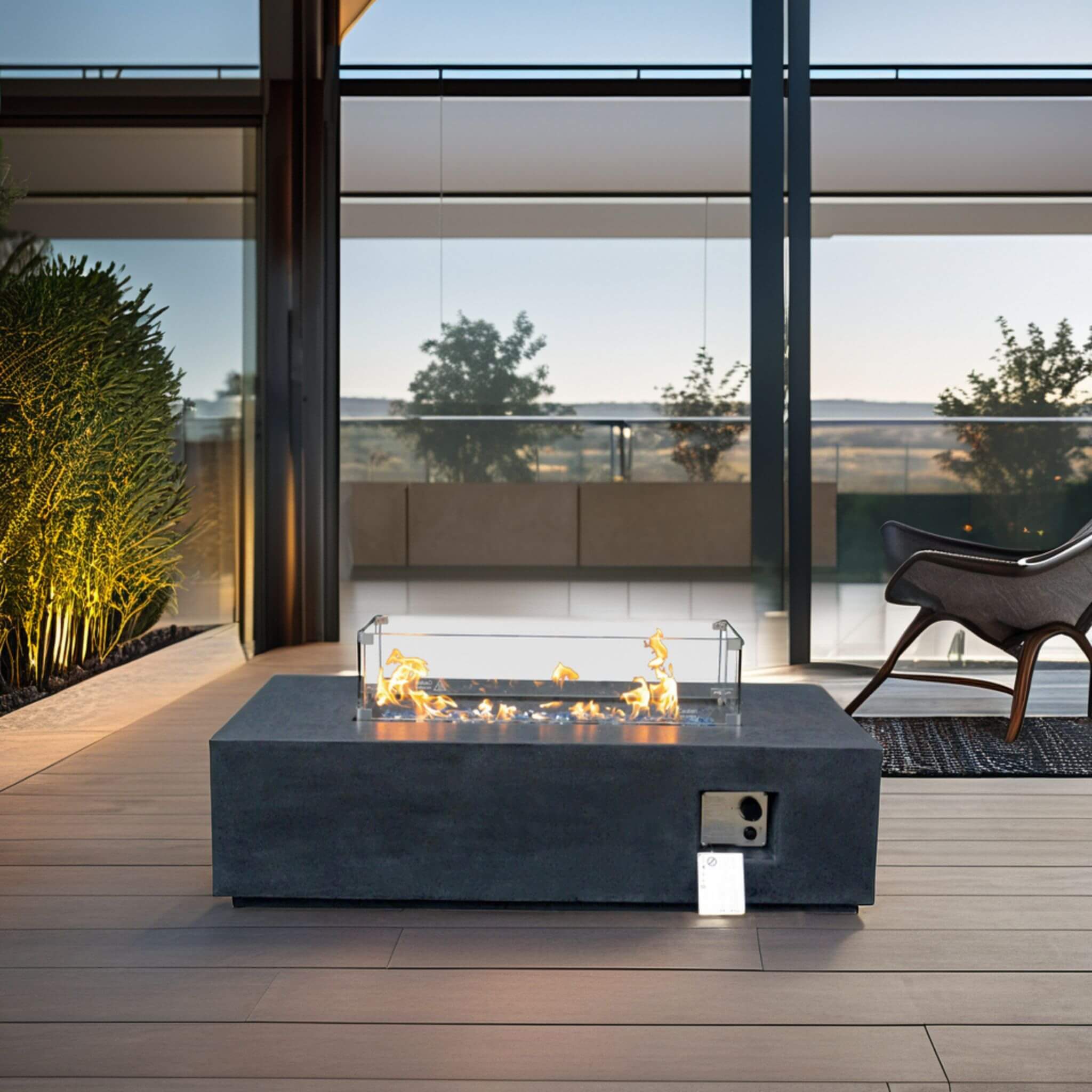 Alora 52-Inch Portable Concrete Rectangular Propane Fire Pit Table With Repair Kit (SAK52304)