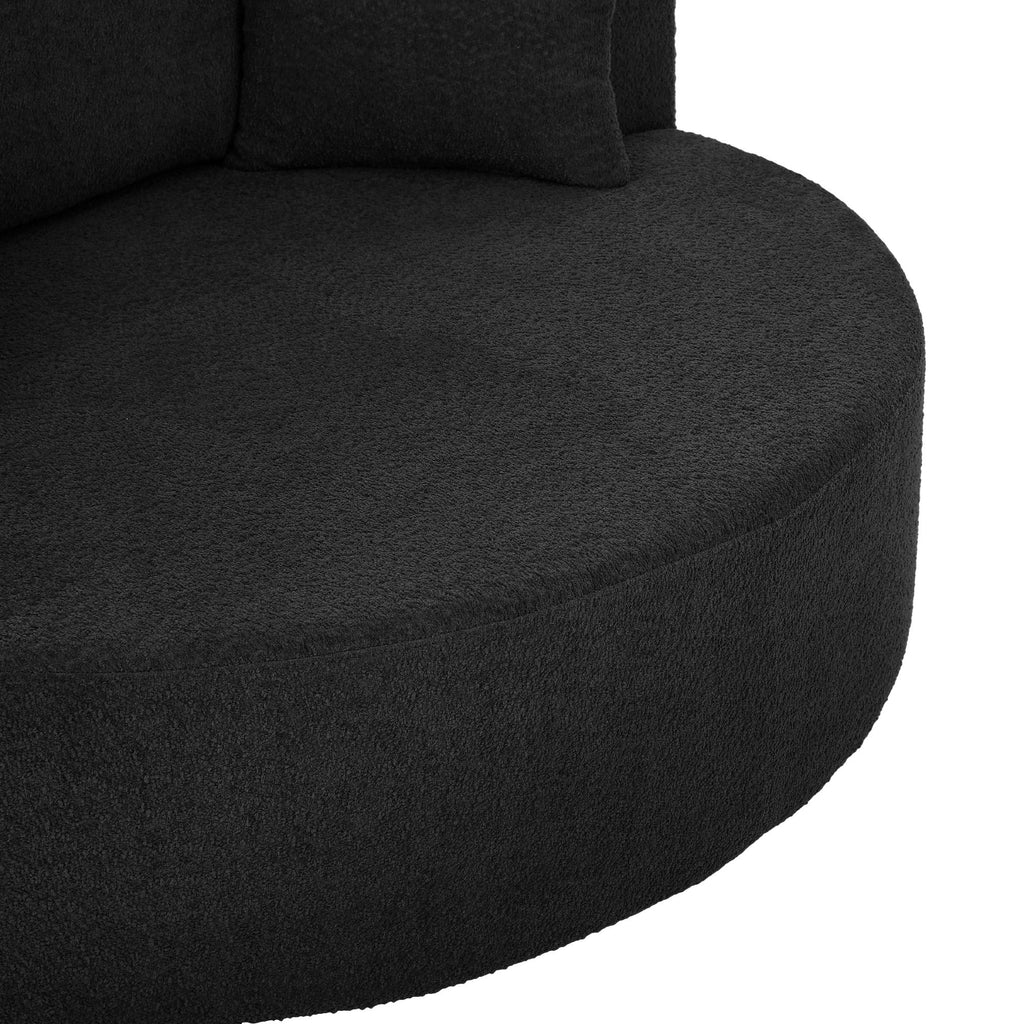360° Swivel Accent Barrel Chair with Removable Pillows, Black Chenille, 56.3x56.3x36.5 inches