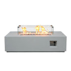 52 Inch Outdoor Concrete Propane gas rectangle Fire Pit table in Antique white color