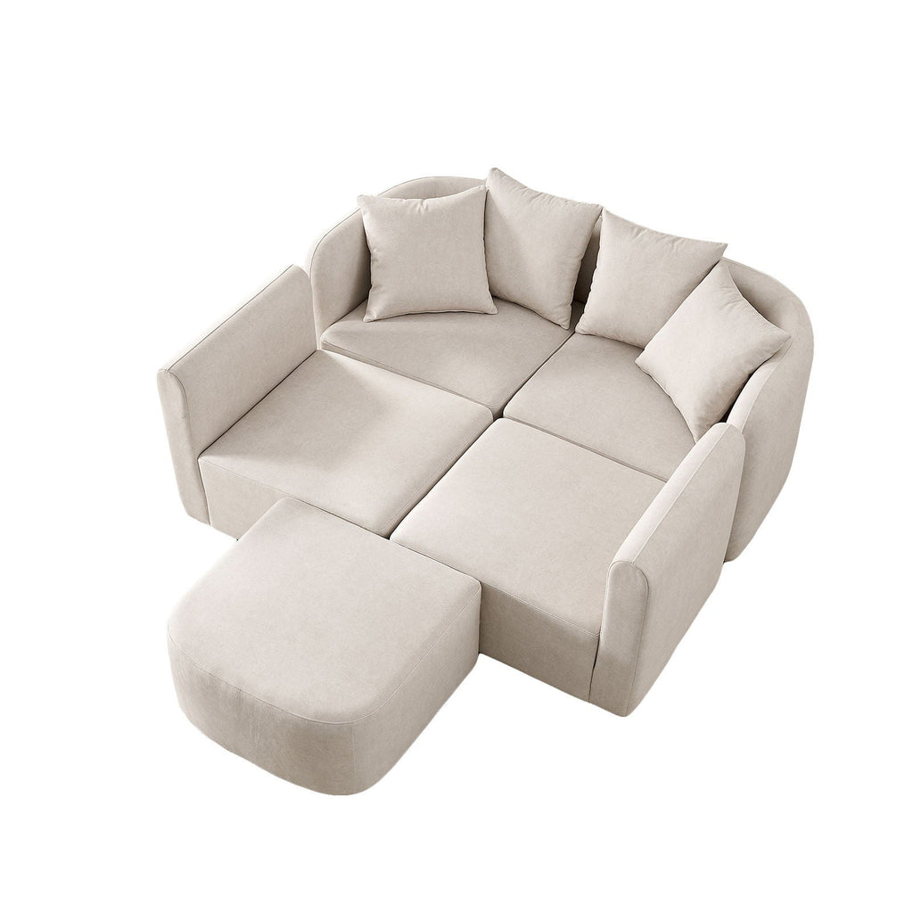 L-Shaped Modular Sectional Sofa With Ottoman