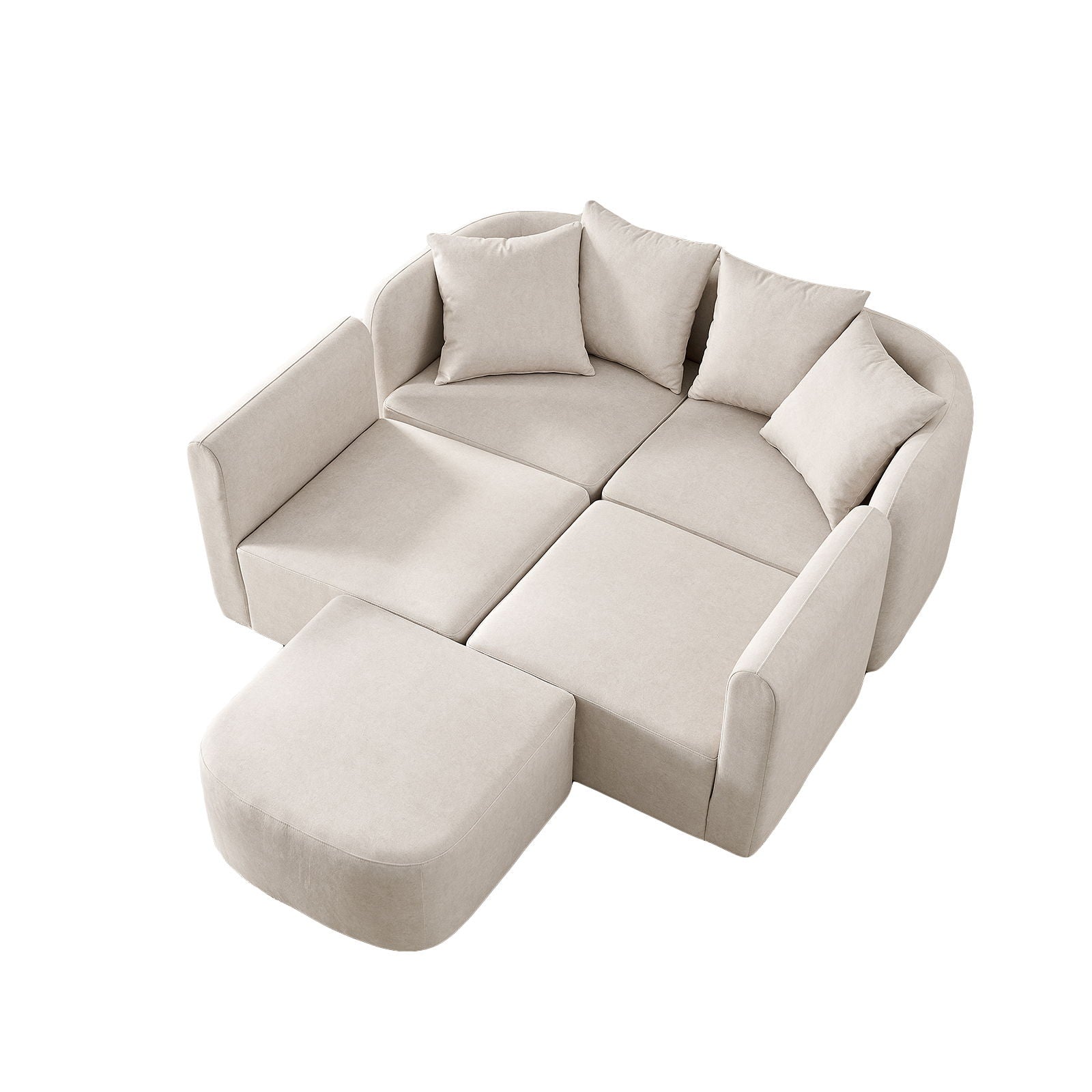 L-Shaped Modular Sectional Sofa With Ottoman