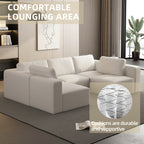 104.32*70.86 Modular Sectional Sofa Sleeper Couch, Sectional Sofa with Chaise and Ottoman, Convertible U Shaped Modular Sofa Set. Compressed sponge, White. (Combo 3A+2B)