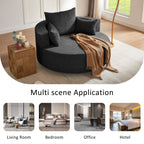 360° Swivel Accent Barrel Chair with Removable Pillows, Black Chenille, 56.3x56.3x36.5 inches