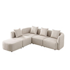 L-Shaped Modular Sectional Sofa With Ottoman