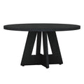 Round Dining Table Black Wood Finish