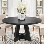 Round Dining Table Black Wood Finish