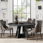 Round Dining Table Black Wood Finish