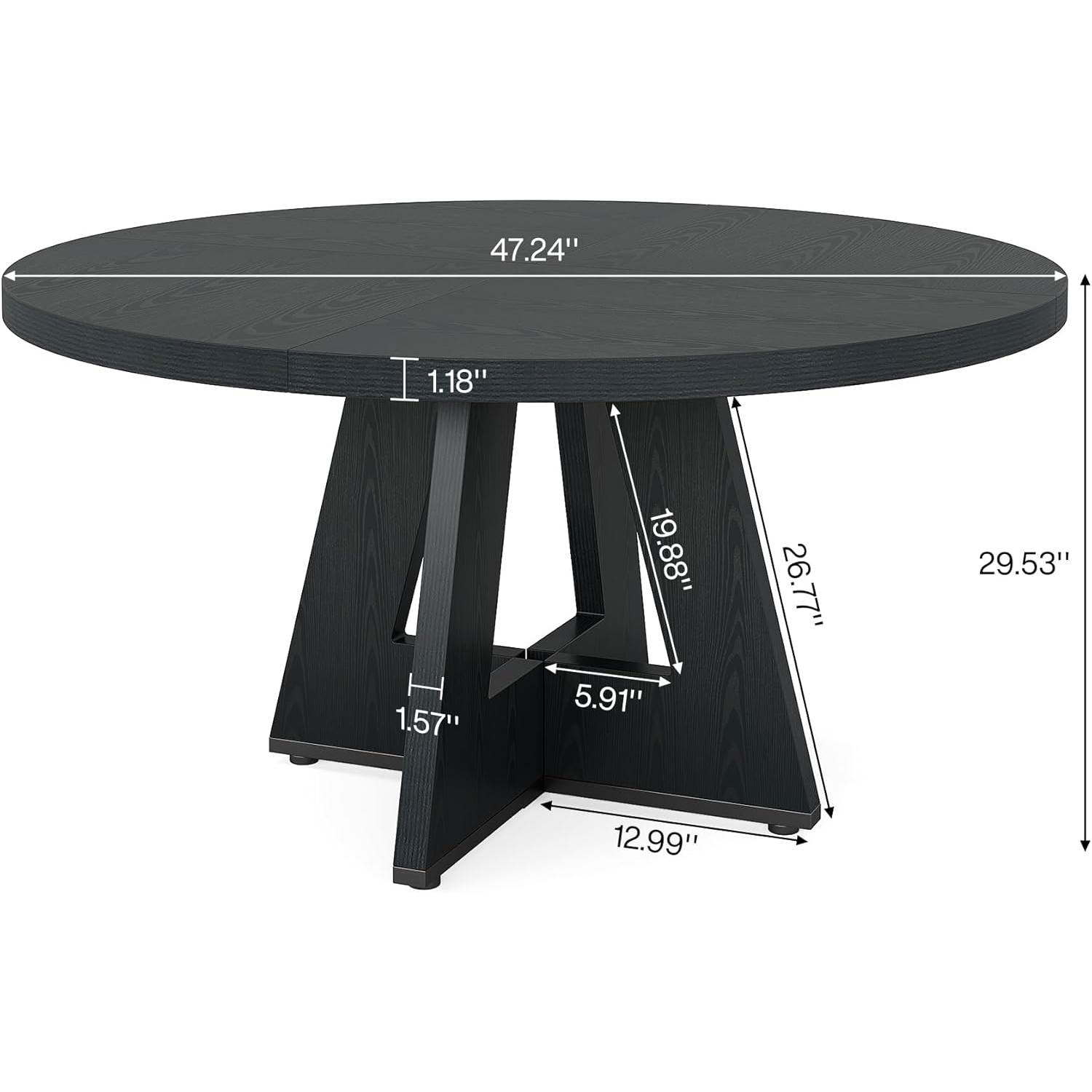 Round Dining Table Black Wood Finish