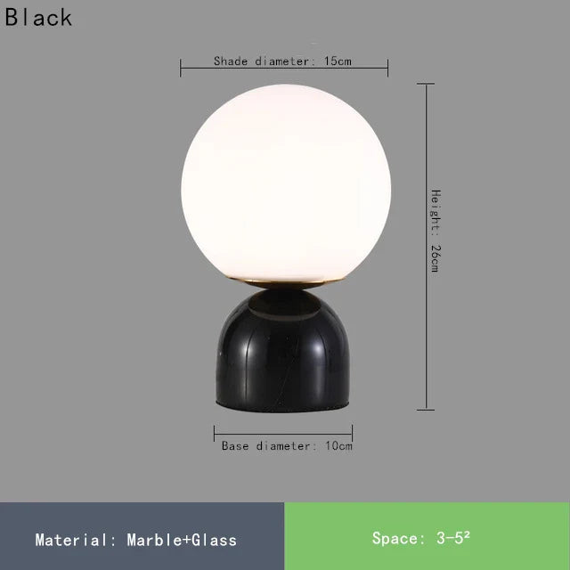 Nordic Bedside Marble Round Glass Table Lamp For Living Room Study Dining  Light Luxury Hot Sale  Bedroom Furniture