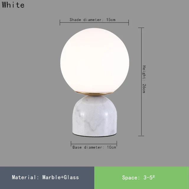Nordic Bedside Marble Round Glass Table Lamp For Living Room Study Dining  Light Luxury Hot Sale  Bedroom Furniture
