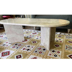 Troia Light Travertine Oval Coffee Table