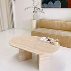 Troia Light Travertine Oval Coffee Table