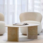 Troia Light Travertine Oval Coffee Table