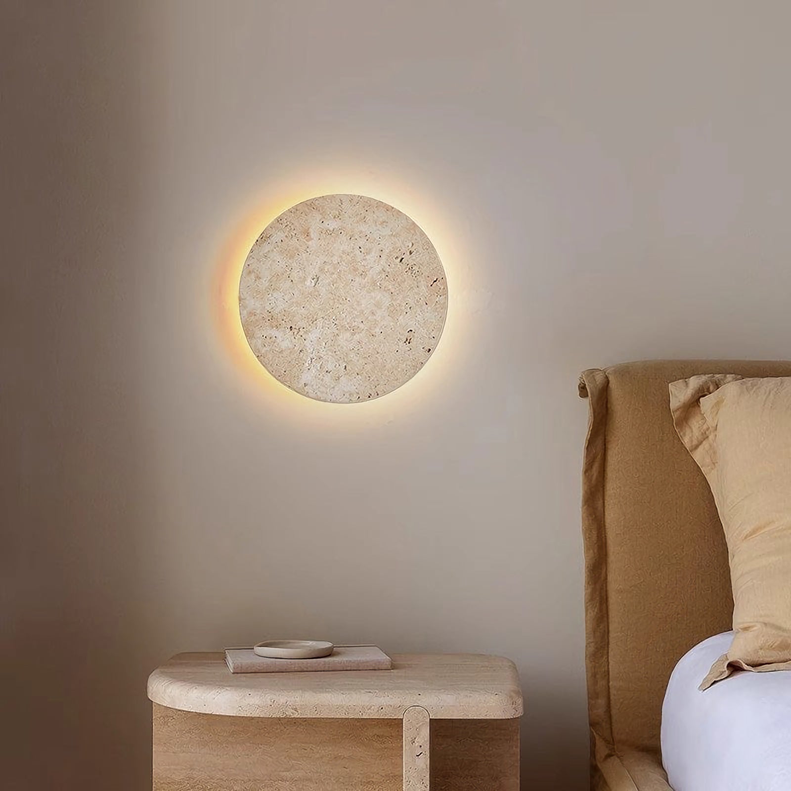 Yellow Travertine Round Wall Lamp