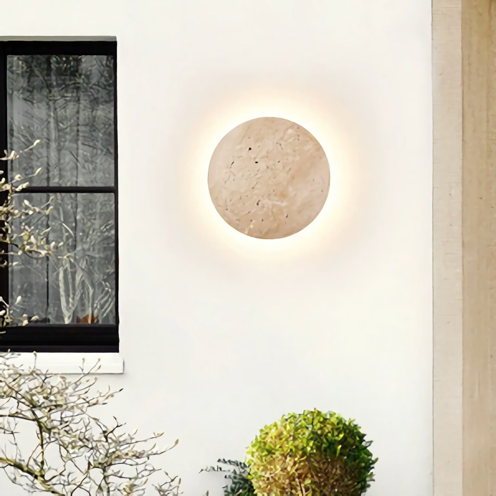Yellow Travertine Round Wall Lamp