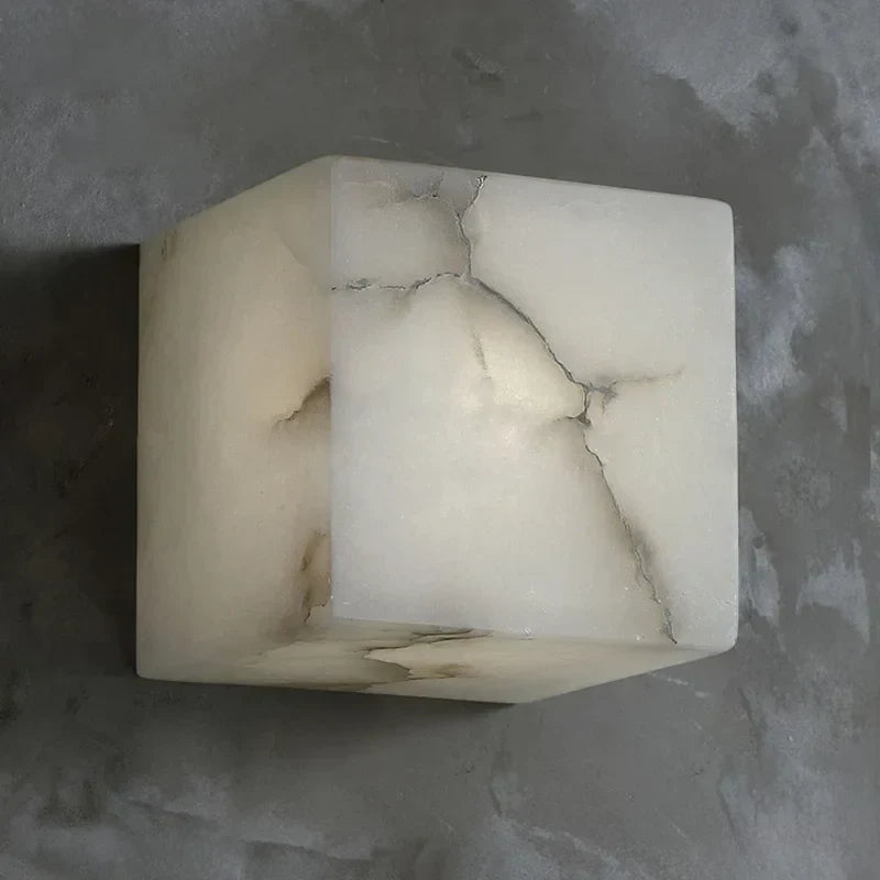 DecorBites™ Cube Marble Wall Lamp Natural Stone LED Sconce for Bedroom and Hallway Lighting