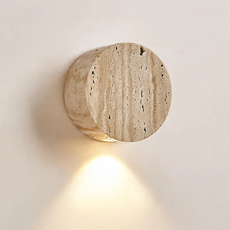 Nordic Minimalist Cream Wall Lamp - Japanese Wabi Sabi Elegance with Natural Yellow Stone for Corridors, Staircases, and Restaurants