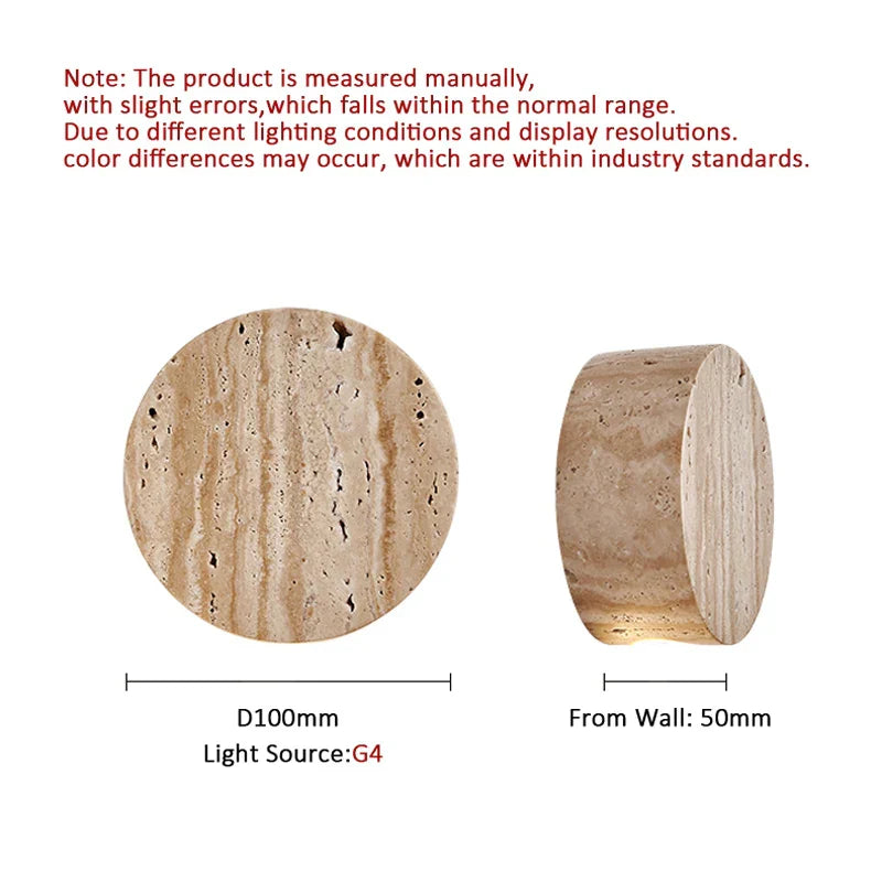 Nordic Minimalist Cream Wall Lamp Natural Yellow Stone