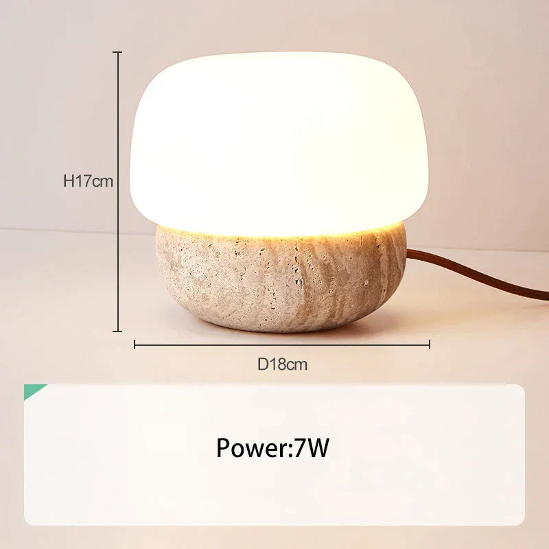 DecorBites™ Cream Mushroom Table Lamp: Beauty Atmosphere Warm Soft Retro Stone Fixture.