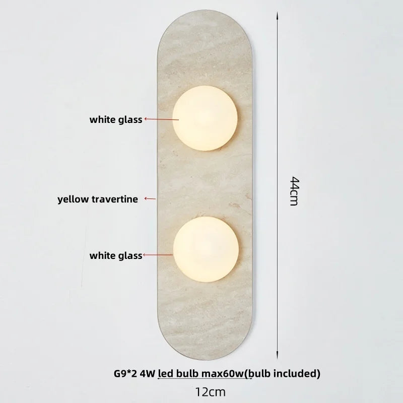 LED Wall Light French Luxury Glass Globe Stone Wall Lamp Fixture