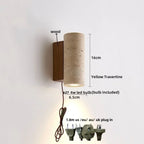 DecorBites™ LED Wall Lights Yellow Travertine Stone Modern Bedside Lamp