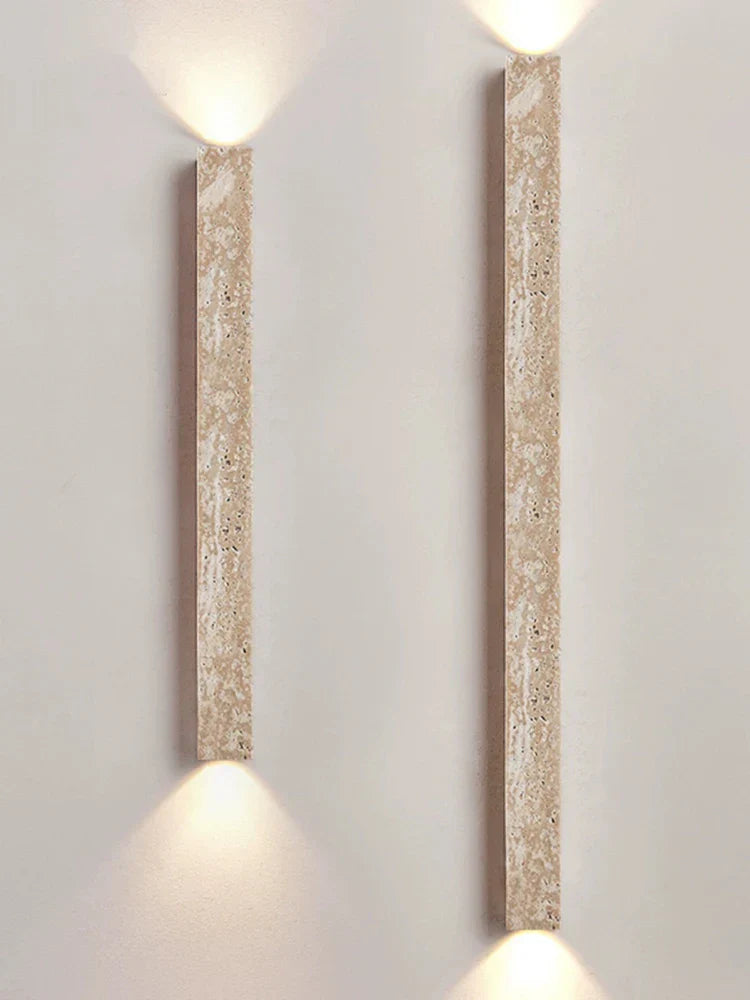 Long Wall Lamp with LED - Retro Stone Design for Bedroom, Living Room, and Staircase Atmosphere Lighting in Cream Style Home Decoration