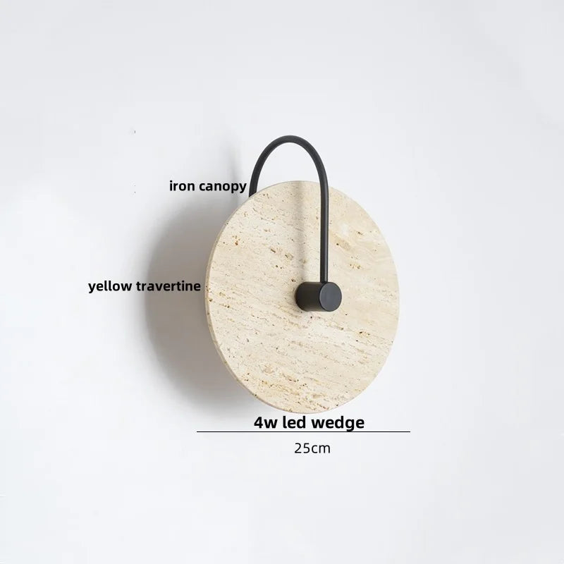 DecorBites™ LED Wall Lights Yellow Travertine Stone Modern Bedside Lamp
