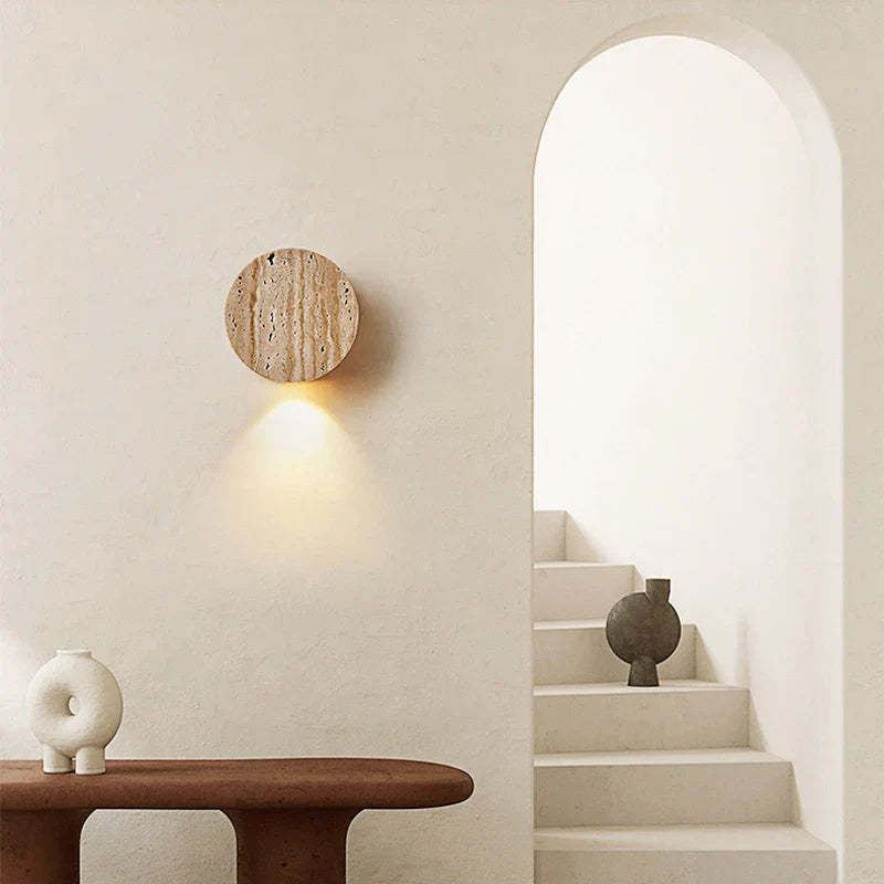 Nordic Minimalist Cream Wall Lamp Natural Yellow Stone