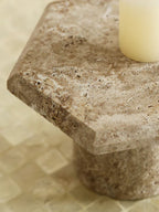 DecorBites™ Beige Brown Travertine Hexagon Serving Tray Jewelry Plate Home Party Decor