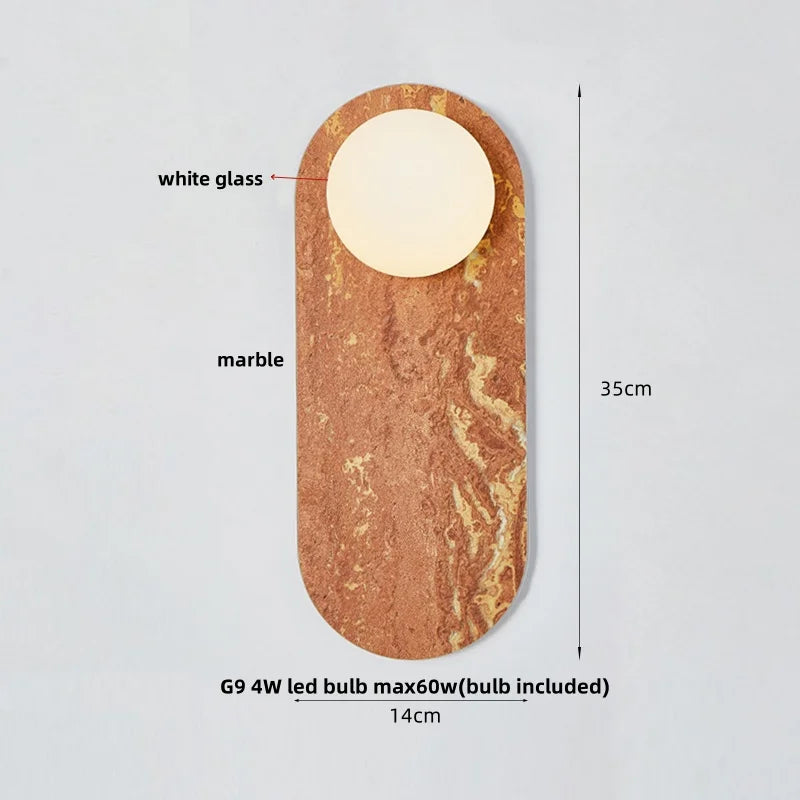 DecorBites™ Glass Globe LED Wall Lamp Nordic Modern Stone Bathroom Mirror Light