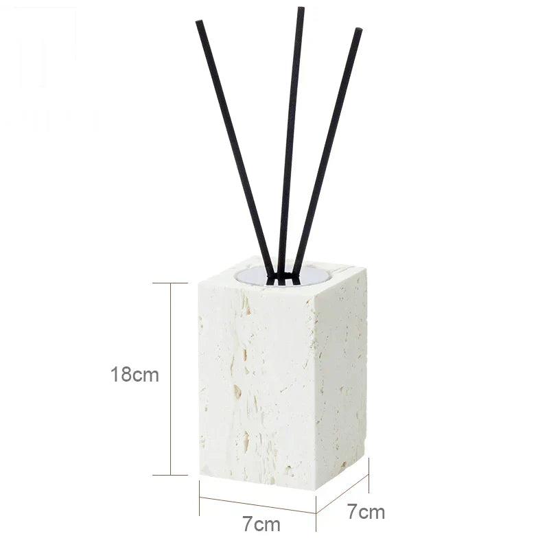 DecorBites™ Beige Travertine Marble Bathroom Set - Soap Dispenser Toothbrush Holder Tissue Box
