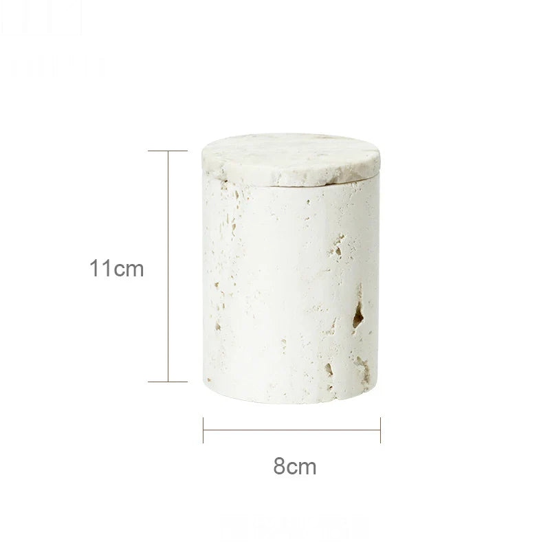 DecorBites™ Beige Travertine Marble Bathroom Set - Soap Dispenser Toothbrush Holder Tissue Box