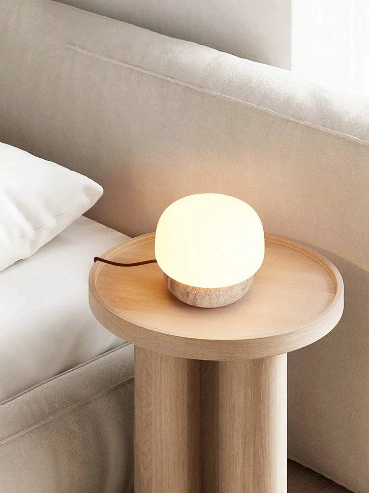 DecorBites™ Cream Mushroom Table Lamp: Beauty Atmosphere Warm Soft Retro Stone Fixture.