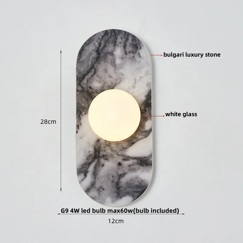DecorBites™ Glass Globe LED Wall Lamp Nordic Modern Stone Bathroom Mirror Light