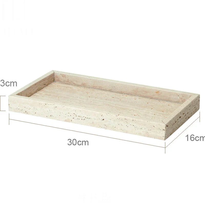 DecorBites™ Beige Travertine Marble Bathroom Accessories Set - Soap Dispenser, Soap Dish, Reed Diffuser