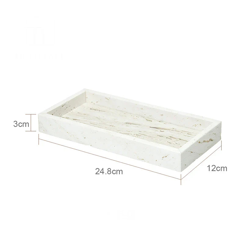 DecorBites™ Beige Travertine Marble Bathroom Set - Soap Dispenser Toothbrush Holder Tissue Box