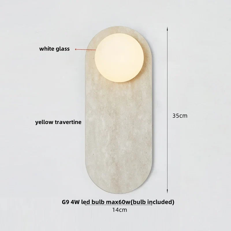 DecorBites™ LED Wall Light: French Luxury Glass Globe Stone Wall Lamp Fixture