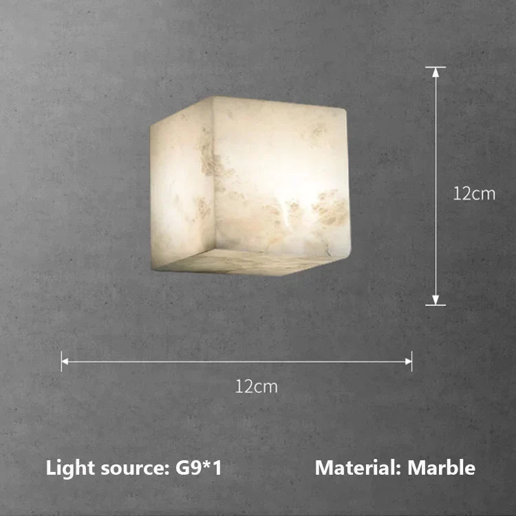 DecorBites™ Cube Marble Wall Lamp Natural Stone LED Sconce for Bedroom and Hallway Lighting
