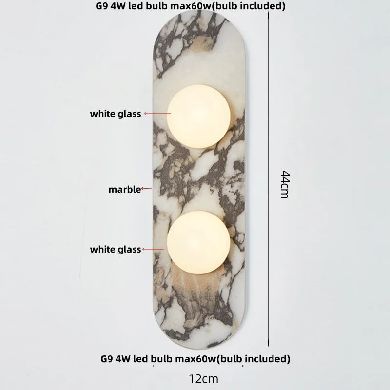 LED Wall Light French Luxury Glass Globe Stone Wall Lamp Fixture
