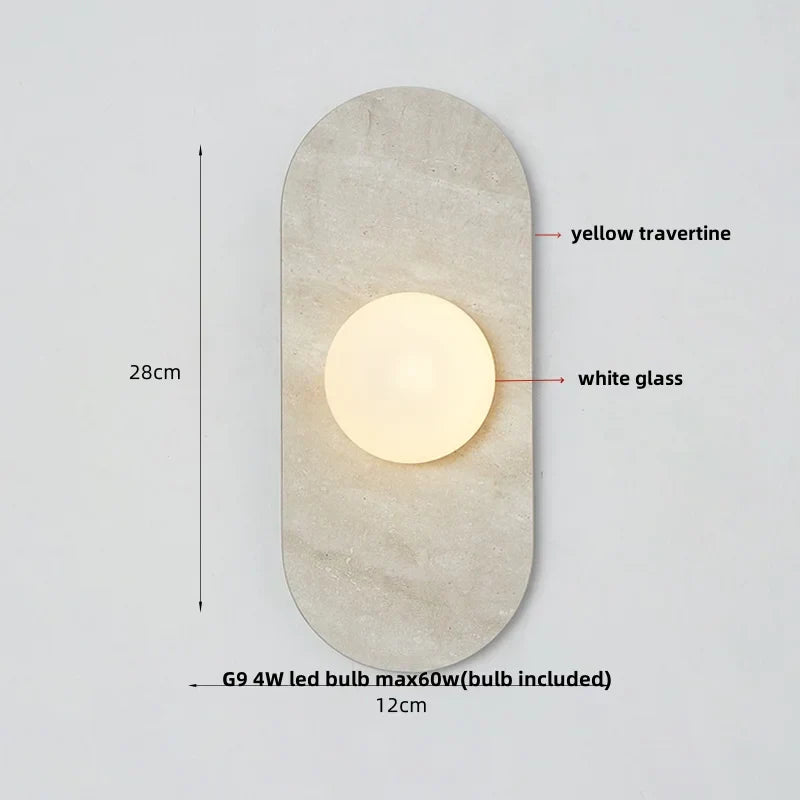 LED Wall Light French Luxury Glass Globe Stone Wall Lamp Fixture
