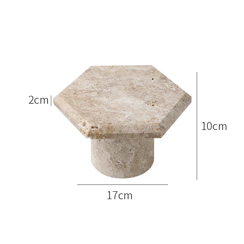 DecorBites™ Beige Brown Travertine Hexagon Serving Tray Jewelry Plate Home Party Decor