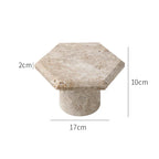 DecorBites™ Beige Brown Travertine Hexagon Serving Tray Jewelry Plate Home Party Decor