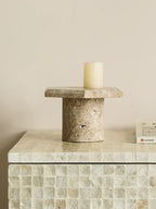 DecorBites™ Beige Brown Travertine Hexagon Serving Tray Jewelry Plate Home Party Decor