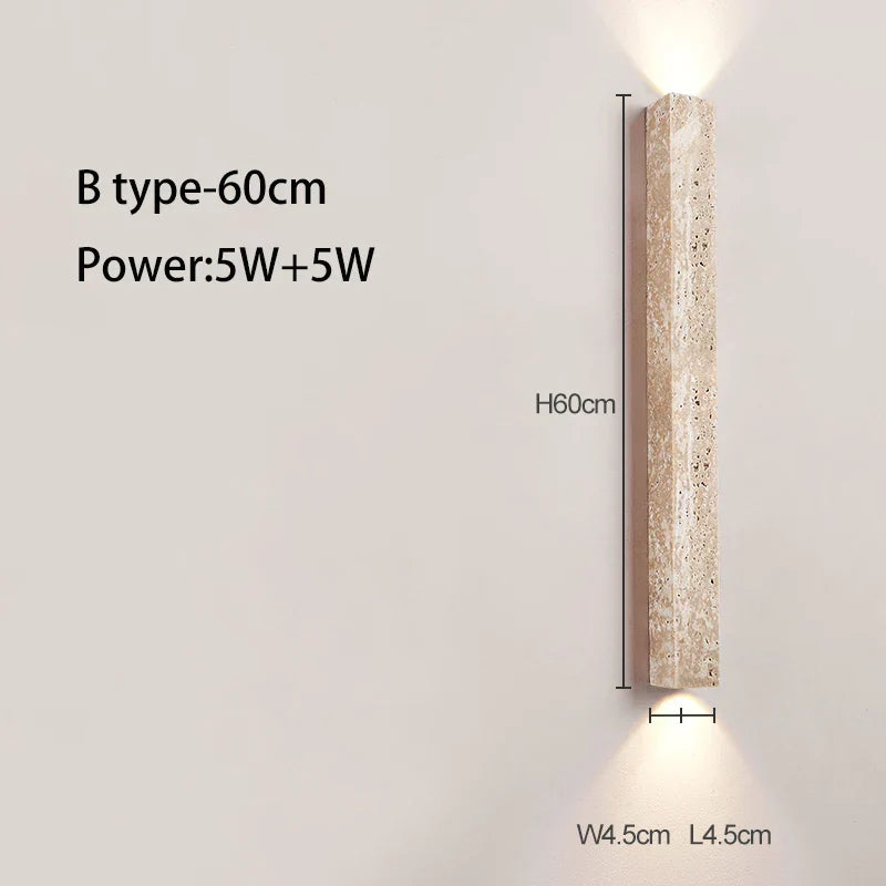 Long Wall Lamp with LED - Retro Stone Design for Bedroom, Living Room, and Staircase Atmosphere Lighting in Cream Style Home Decoration